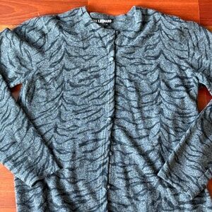 Nina Leonard Zebra Print Lightweight Dress Cardigan Sweater